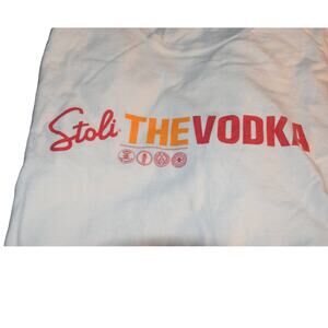 The Concert Tee, S/S Crew, White, Stoli Vodka, Mens XL, No Flaws